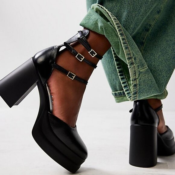 Free People Fp Collection - Brooke Buckle Mary Jane Platforms NEW Size 9.5 - Picture 1 of 10